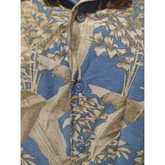 Cubavera Shirt Mens 3X Blue Floral Hawaiian Button Up Short Sleeve Viscose - Picture 3 of 12